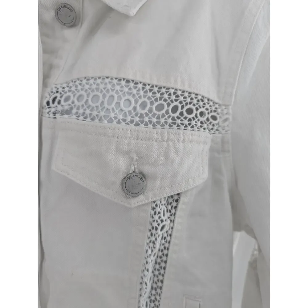 Blank NYC White Denim and Lace Jacket Size Medium - Picture 14 of 16
